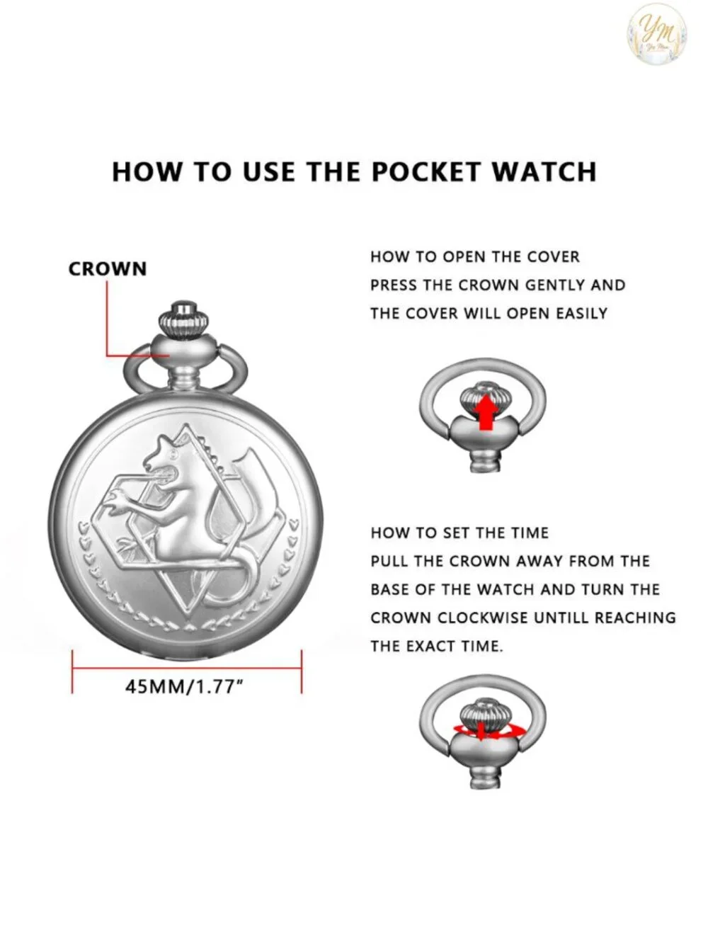 Alloy Quartz Pocket Watch with Chain Anime Inspired